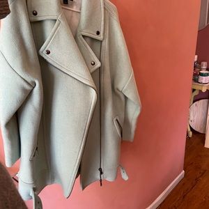 Blue oversized moto jacket